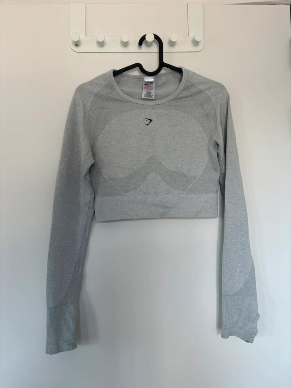 Gray Long Sleeve Cropped Open-Back Training Top Women’s L
